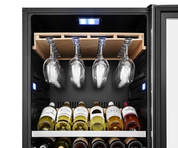 Prateleira para Taças: desfrute de espumantes e vinhos brancos gelados por mais tempo ao servir em taças resfriadas na mesma temperatura. Capacidade de 24 taças de vinho branco.