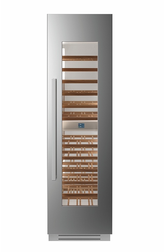 Adega em inox Bertazzoni PRO WC605BRX2T para 80 garrafas e abertura de porta para a direita.