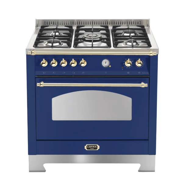 Design Vintage by LOFRA: na cor azul com detalhes em latão polido, uma combinação única de robustez, elegância e tecnologia para os chefs mais exigentes.