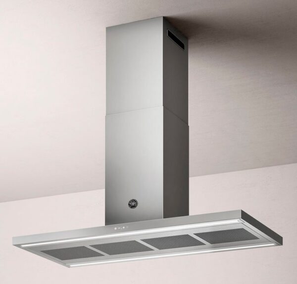 Coifa de ilha Bertazzoni BER TCI12 de 120 cm em inox escovado.