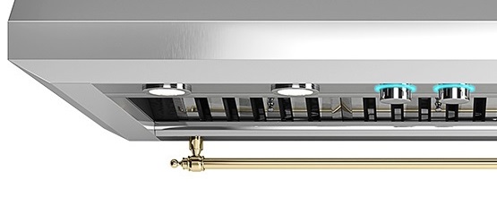 Varão em Latão: com elaborado acabamento em formato de gota nas extremidades para melhor integração aos ambientes de cozinhas com estética vintage.