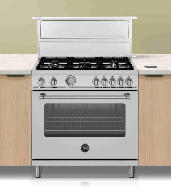 Uso com Fogões: seu motor de posição reversível, aplicado na frente ou atrás da coifa, permite instalar a coifa com fogões e cooktops a gás ou a indução.