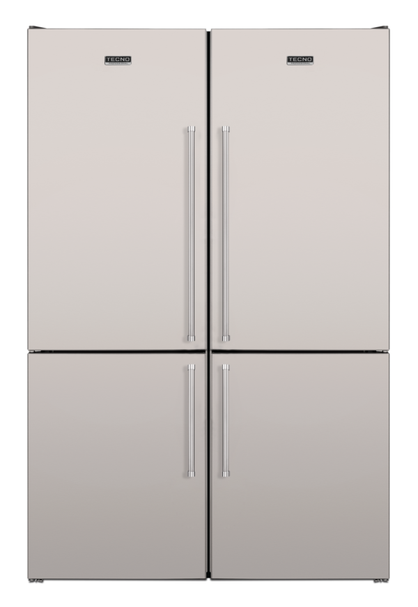 Refrigerador de piso e de embutir Tecno Professional DUO 650 P com 122 cm em inox escovado.