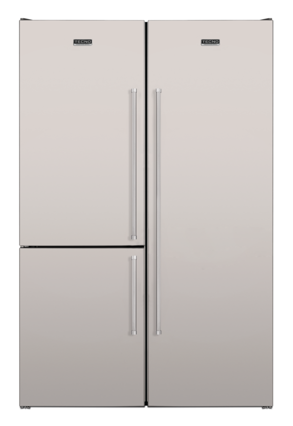 Refrigerador de piso e de embutir Tecno Professional DUO 700 P com 122 cm em inox escovado.