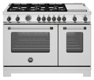 Fogão Bertazzoni Master Series MAS486 BTFGMXTLP BN Black Nickel com 122 cm de largura.