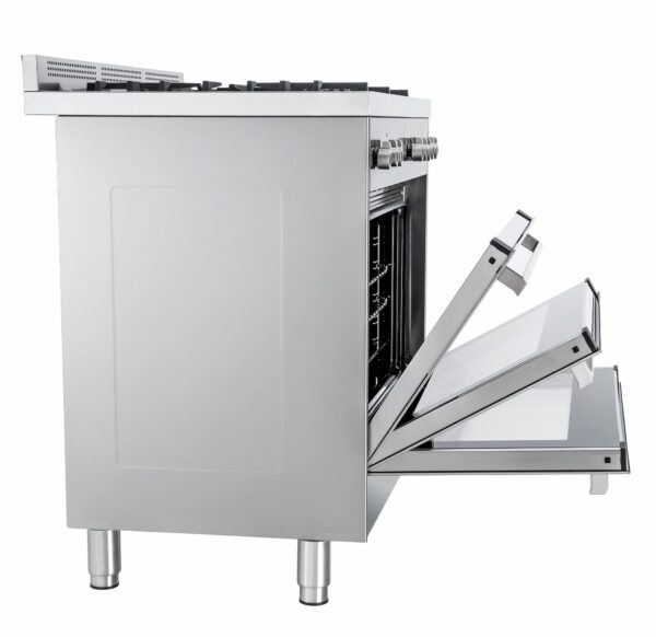 Soft Close: sistema que amortece o fechamento da porta do forno de forma suave e segura. Permite também que a a porta do forno fique parada em qualquer posição.