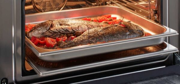 forno_a_vapor_bertazzoni_pro6011_vtx_site_2.jpg Cozimento com Vapor: prepara alimentos ou vegetais a vapor mantendo toda a umidade e textura, sendo também a mais eficiente forma de preservar os sabores, aromas e nutrientes.