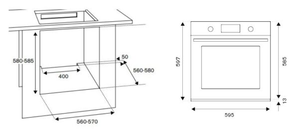 Bertazzoni F609PRO ESX - medidas em mm.