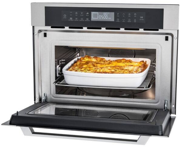 Cozimento com Calor por Convecção: atua como forno elétrico ventilado, distribuindo o calor de forma rápida e homogênea para resultados mais homogêneos e saborosos.