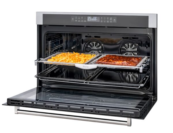 Função AirFry: prepara melhor em alta temperatura de até 260 °C os mais diferentes tipos de alimentos sem usar óleo nas suas duas bandejas com capacidade para 3 litros cada.