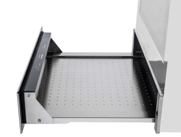 Gaveta sem Laterais: permite visualizar todo o seu interior e remover grandes travessas com facilidade e segurança sem encostar na gaveta.