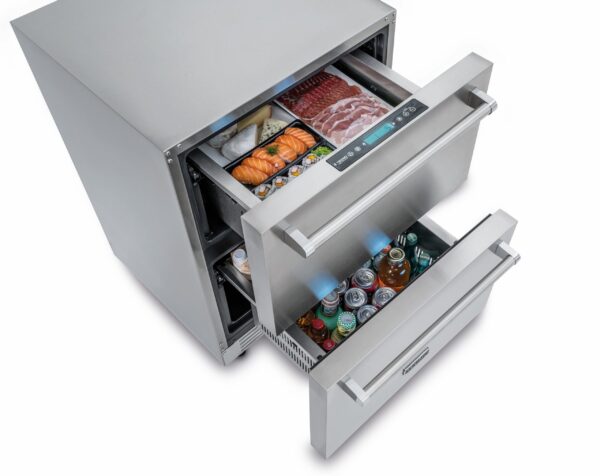 Resfriamento Rápido de Alimentos: com a temperatura de 1 °C conserve melhor o sabor e os nutrientes dos alimentos colocados em temperatura ambiente, resfriando-os rapidamente na gaveta superior ou inferior.