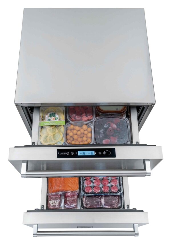 Utilização como Freezer: a temperatura de até - 24 °C pode ser aplicada em ambas as gavetas superior e inferior para maior versatilidade de uso do produto.