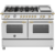 Fogão Bertazzoni Heritage HER126 G2EXGT na cor inox e dourado.