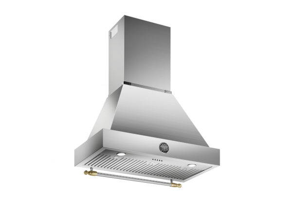Coifa de parede Bertazzoni Heritage K36HERTX + KC36HERTXde 91 cm em inox e dourado.