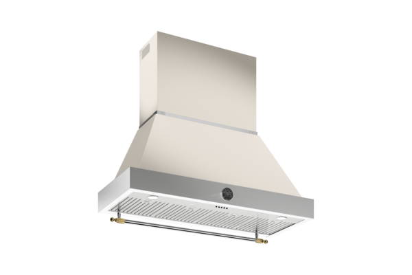Coifa de parede Bertazzoni Heritage K48HERTX + KC48HERTAV de 122 cm em inox e dourado.