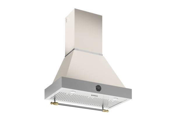 Coifa de parede Bertazzoni Heritage K36HERTX + KC36HERTAV de 91 cm em inox e dourado.