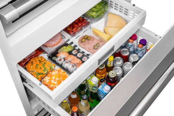 Flex Mode: permite escolher a temperatura no compartimento inferior para uso como freezer (de - 22 ° a - 15 °C), refrigerador (de + 2 °C a + 8 °C) ou compartimento Fresh Mode ( de - 2 °C a + 2 °C ).