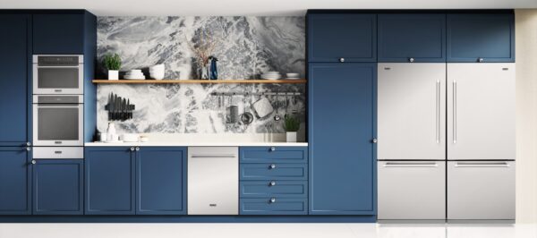 Compõe Conjuntos: com os demais produtos da linha Tecno Professional com o mesmo design e puxadores tubulares em inox escovado, formando uma cozinha completa.