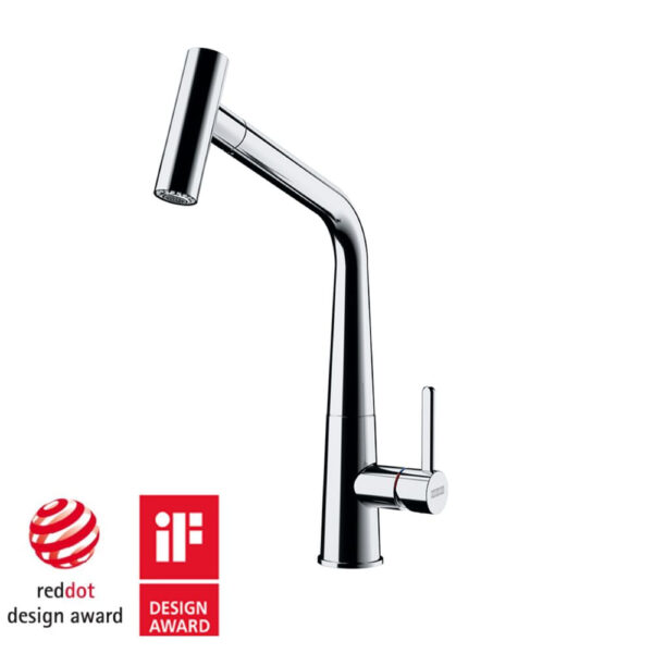 Misturador Monocomando de mesa Icon cor inox com bica em L alta extensível