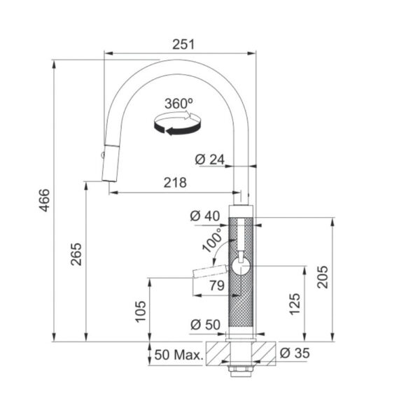 Misturador Monocomando Franke Masterpiece Antracite