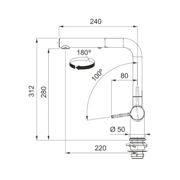 Misturador Monocomando Franke Active em L Slate Gray