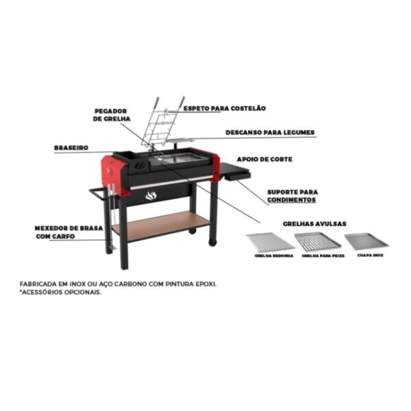 Parrilla Portátil Aço Carbono Epoxi Scheer Porteña